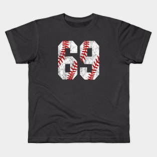 Vintage #69 Baseball Laces Baseball Mom Jersey Love Baseball Kids T-Shirt